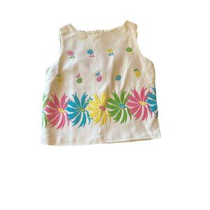Vintage Mary Golder Embroidered Sleeveless Top Floral Back Zipper Vintage 80s